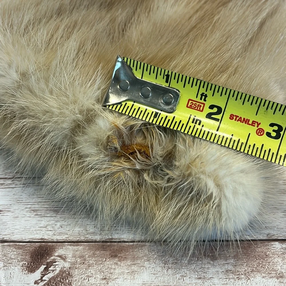 Vintage Blonde Mink Fur Hat with Brown Chin Strap